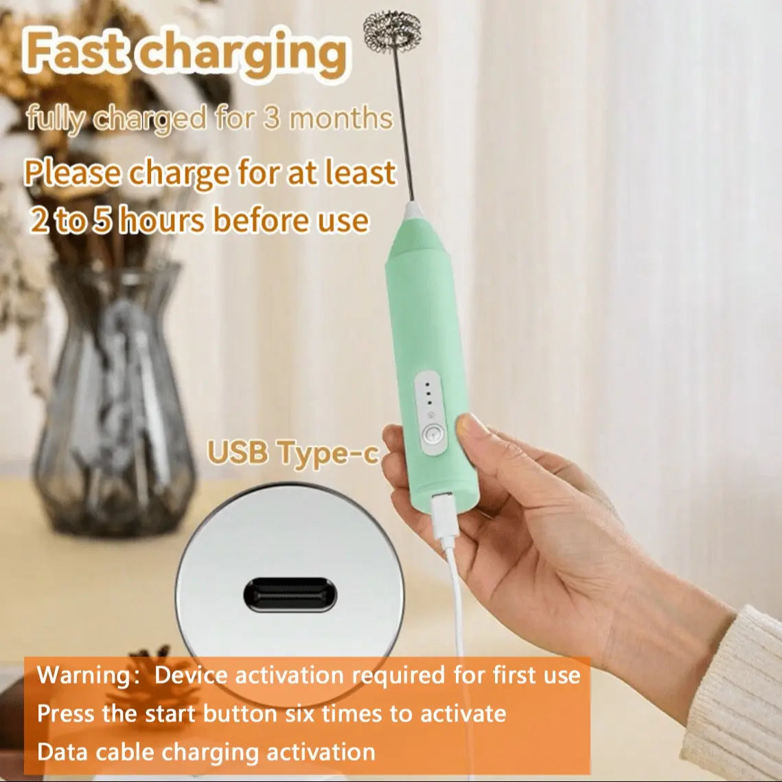 Rechargeable Handheld Coffee Frother, Cordless Milk Frother, Electric Milk Frother & Drink Whisk Mixer, Mini Foamer for Lattes, Cappuccino, Matcha & Hot Chocolate #GLOBAL PICKS